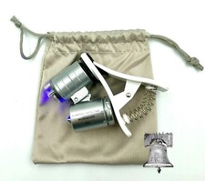 Cell Phone Clip Mini 60X Microscope Adjustable Focus Magnifier LED Mint Error