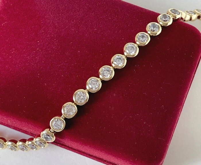 Deluxe Armband Tennis Zirkonia Kristalle Rolled Gold 14K vergoldet Damen 18-19cm - Bild 2 von 4