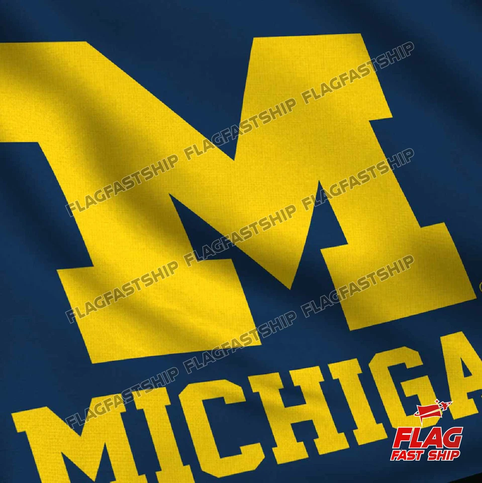 Michigan Wolverines 3x5 pies Bandera Hombre Cueva Logo Banner Fútbol NCAA Envío GRATIS Foto 4 de 4