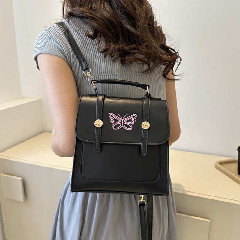 Fashionable Backpack Women S School Bag Embroidered Butterfly Design