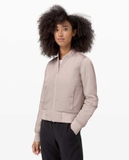 LULULEMON NON STOP BOMBER REVERSIBLE JACKET IN PINK FAWN SIZE 10 NEW WITH TAGS