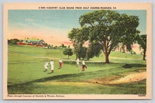 Postcard Roanoke, Virginia, Country Club House From Golf Course A1249