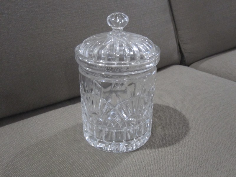 Vtg.  Crystal glass Jar  Canister w/Lid - Gorgeous  8" tall