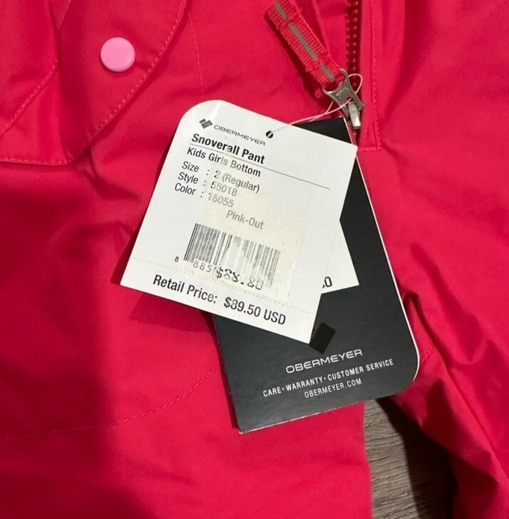 Babero Obermeyer esquí nieve rosa niñas pequeñas talla 3 piernas en I-Grow sin cortar Foto 3 de 4