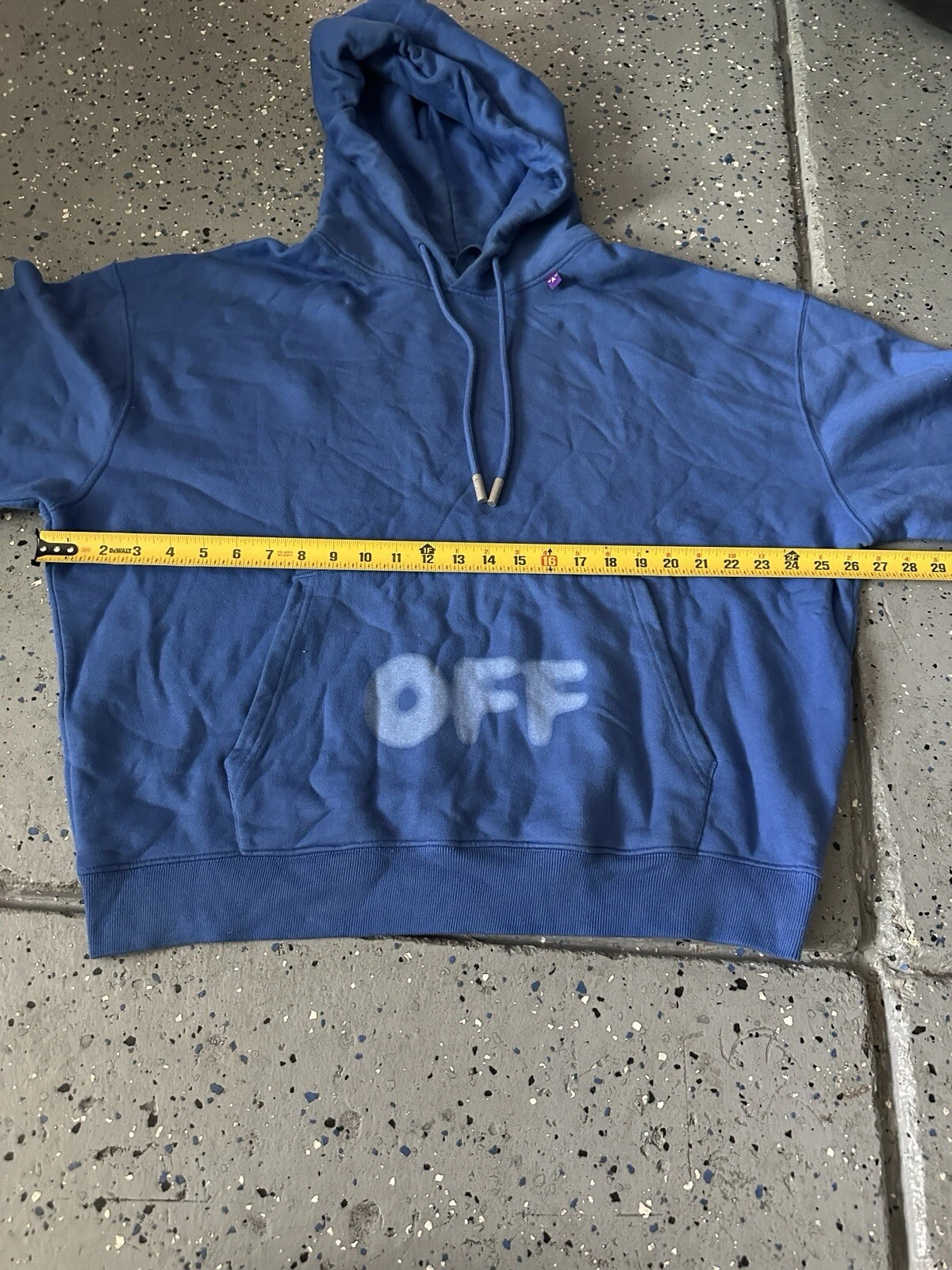 Felpa con cappuccio Off White blu logo sfocato grande nuvola