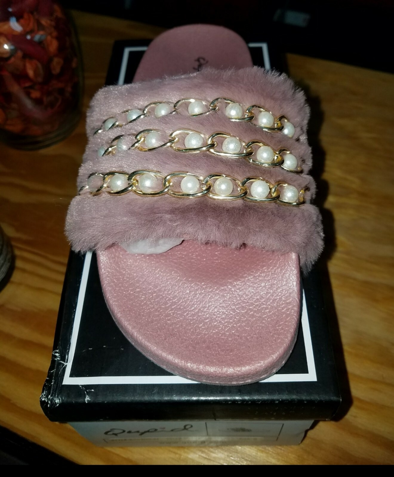 PANTOFOLA D’ORO Pearl Link Slides ciabatte da donna Qupid Furry Slides taglia 5