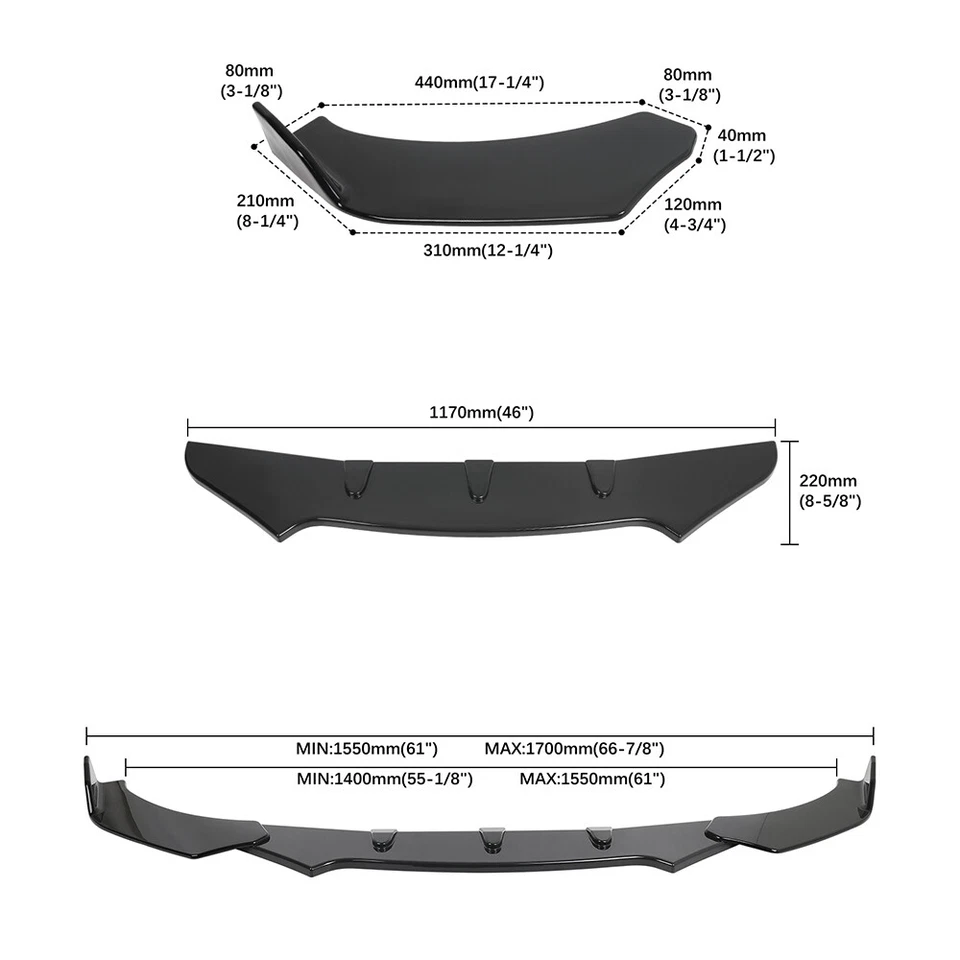 Divisor de labios de parachoques inferior delantero de auto + barra de varilla de puntal para Dodge Charger GT R/T SRT Foto 2 de 4