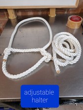 Rope Halter,white ,Head collar  lunge rein,15ft long Horse,Cattle FREE Postage