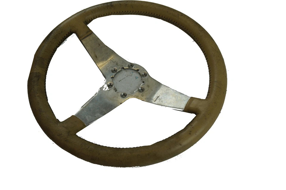 1963-1982 Steering Wheel Chevrolet Corvette Tan Leather 3 Spoke USED - Image 3 of 4