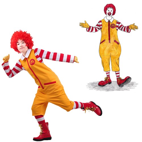 Halloween Christmas Jumpsuit 1 Set Ronald Mcdonald Costumes Suit Cosplay Ou...