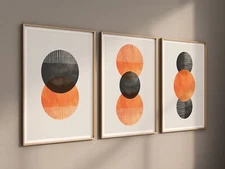 3 Piece Abstract Creative Minimalist Modern Geometric Design Canvas Framed Print