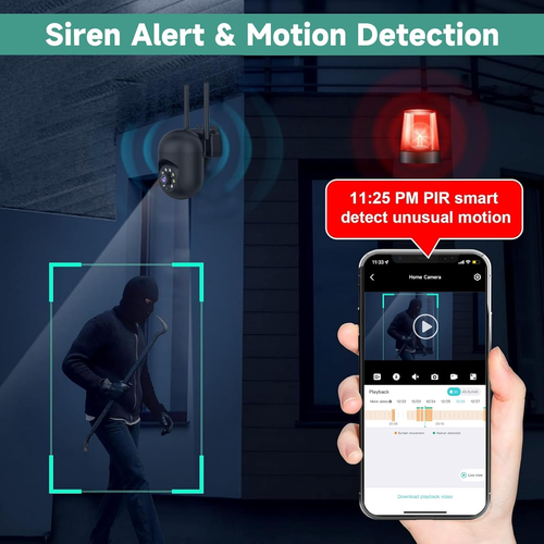 2K Überwachungskamera Kabelgebunden Home Wifi 360° PTZ Baby/Haustier Monitor Funktioniert mit Alexa - Bild 5 von 13