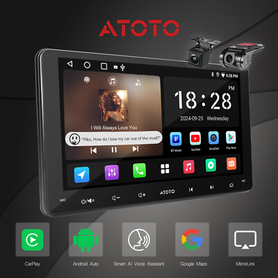 ATOTO A5L 9'' Double 2 DIN Car Stereo Android Apple Carplay GPS NAVI w/ F+R CAM
