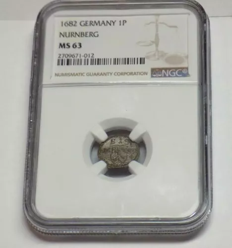 1682 GERMANY 1P Nurnberg Pfennig NGC MS63 MS 63 Certified Uncirculated Coin 