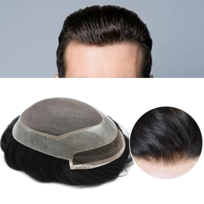 Mens Toupee Hair Replacement System Lace Front Fine Mono Thin Skin Wig Hairpiece