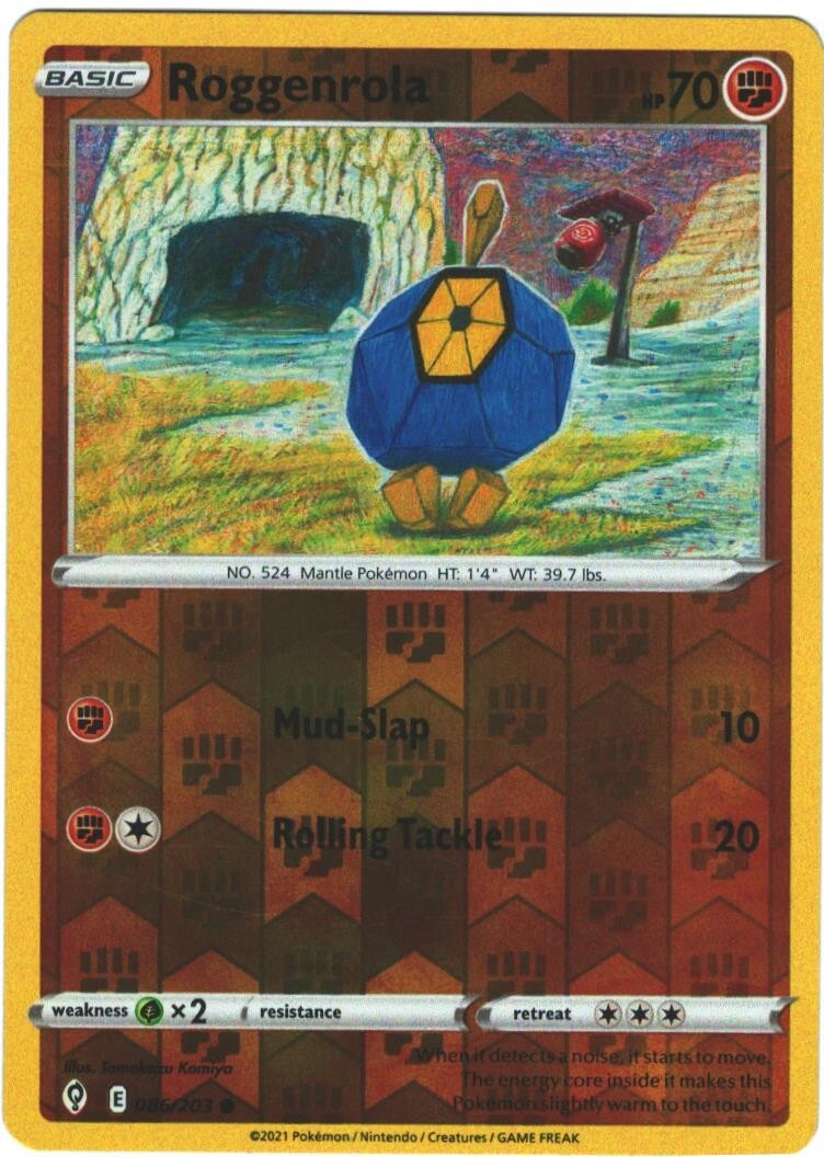 Roggenrola 86/203 Evolving Skies Reverse Holo Common Pokemon Card TCG 086/203