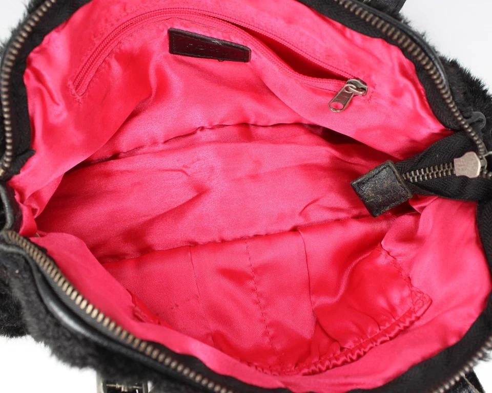 Cartera de cuero vintage Y2K ROXY de piel sintética forro rosa intenso negra *Uso suave Foto 4 de 4