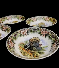 FOUR CHURCHILL MYOTT FACTORY THANKSGIVING 6 1/2" CEREAL/SOUP BOWLS