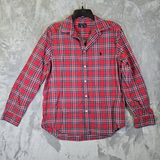 Polo Ralph Lauren Plaid Button Down Shirt Youth XL 18-20 Cotton Blue Pony Preppy