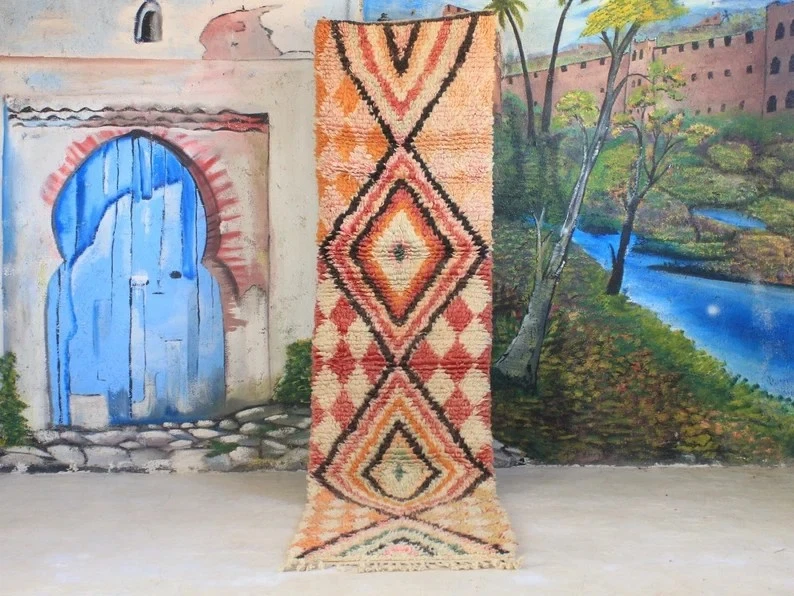 moroccan Hand knotted Runner rug, wool rug shaggy rug, Authentic Moroccan Rug