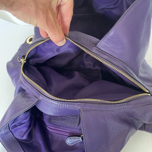 COACH Women's Purple Edie 28 Pebbled-Leather Shoulder Bag - Picture 19 of 20