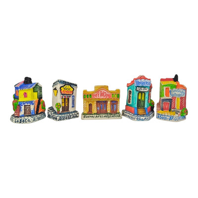 Lot of 5 Guillon Atelier Buenos Aries Argentina Miniature Buildings Signed Vtg
