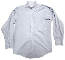 BROOKS BROS Long Sleeve The Original Polo Button Shirt Men's 16 35 Blue OXFORD