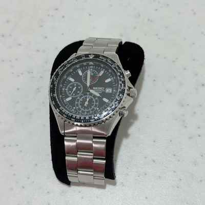 Seiko Flightmaster Pilot 7T92-0CF0 Quartz Chronograph Black Dial