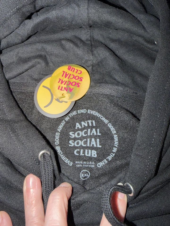 Sudadera con Capucha Anti Social Social Club Sadboyz Clave Ali XXL / 2XL Negra Nueva con Etiquetas Foto 3 de 3