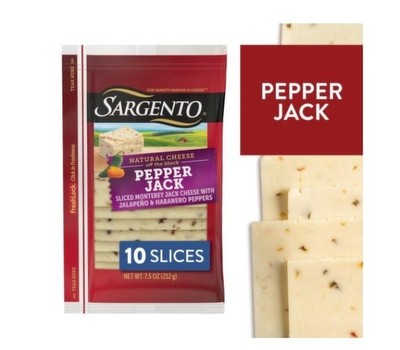 Sargento Sliced Pepper Jack Natural Cheese, 10 count, 7.5 oz (2 Pack)