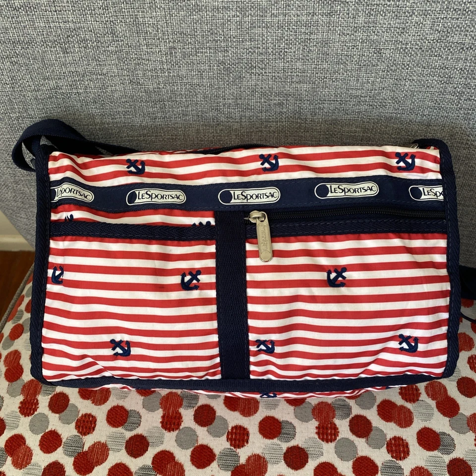 Lesportsac Striped/Nautical Anchor Pattern Shoulder Bag - Excellent Condition - image 4 of 4