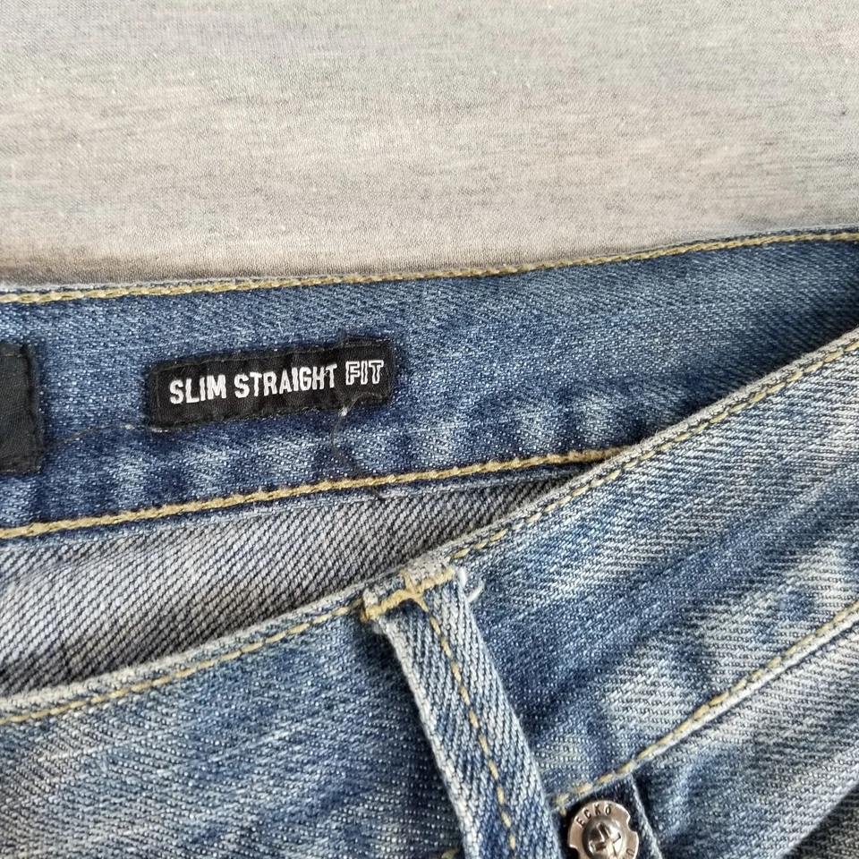 Pantalones de mezclilla Mark Ecko para hombre talla 38 de colección ajustados calce recto 100 % algodón duraderos Normcore Foto 4 de 4