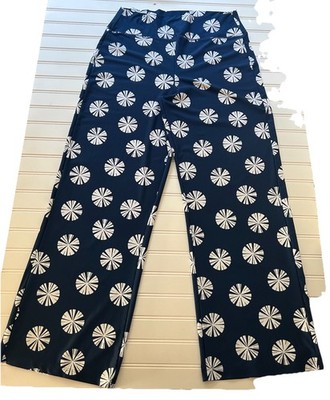 Southwind Apparel Trouser Pants Womens L Blue Geo Print Nylon Pull On Wide Leg