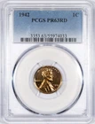 1942 PCGS PR63RD Lincoln Wheat Penny Cent Red Proof