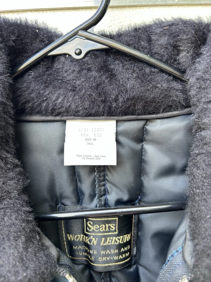 Vtg SEARS Work Quilted Insulated Winter Snowsuit Coveralls Jumpsuit 42 Tall - Image 4 of 4