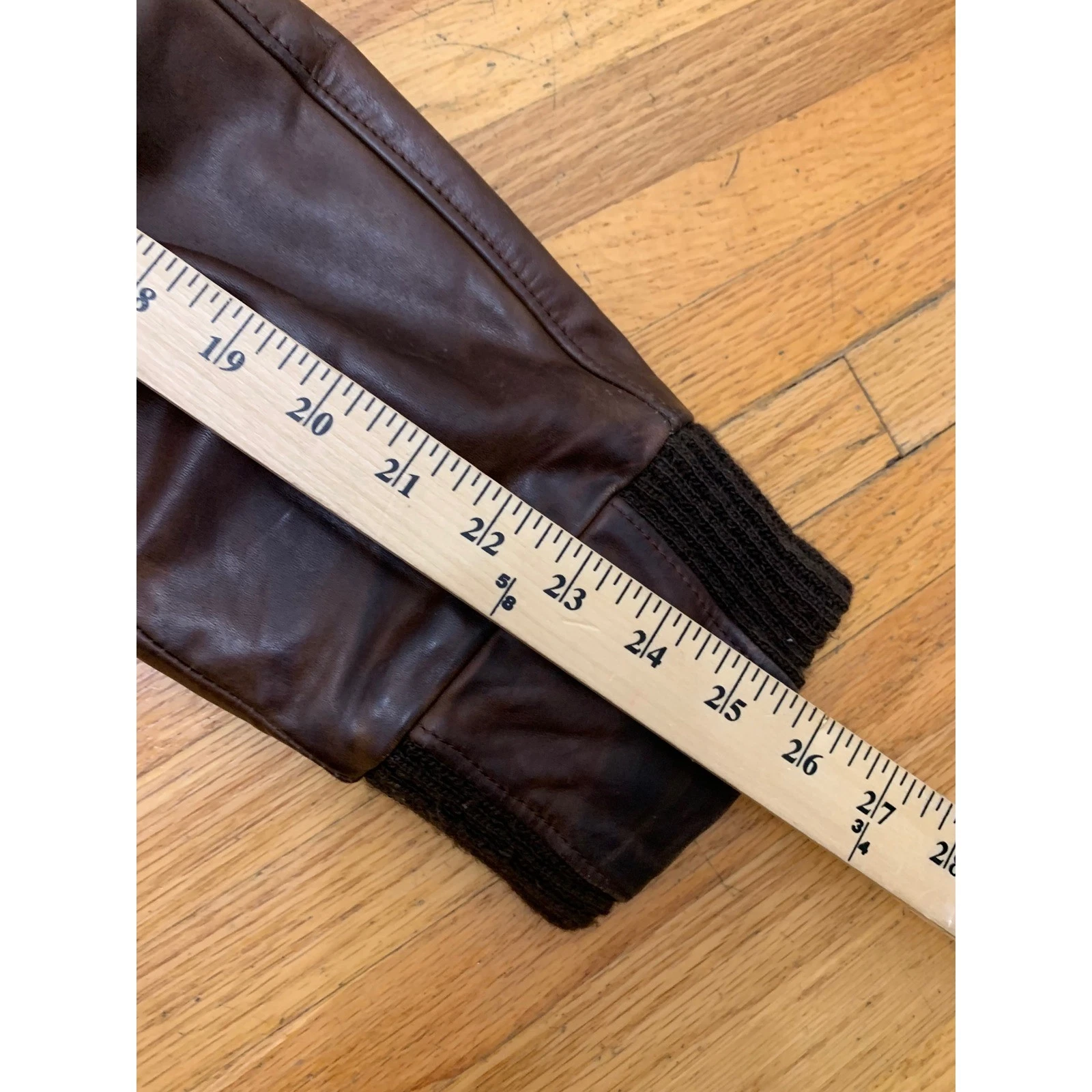 Overland Sheepskin Co. Men's Leather Bomber Flight Jacket Brown Size 42 image 10