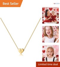 Gold Plated Initial Heart Necklace Kids Teen Women Birthday Gift