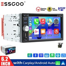 Double 2 DIN 6.2" Apple CarPlay DVD/CD Player Car Stereo Radio AUX BT FM MIC CAM