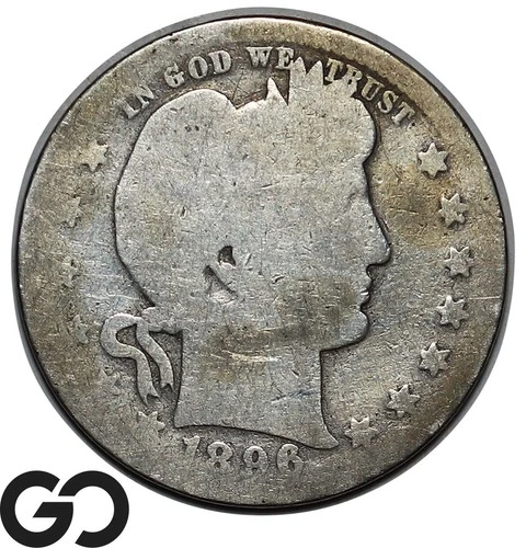 1896-O Barber Quarter, Better Date New Orleans