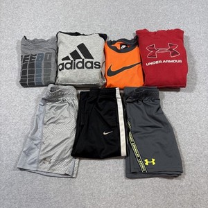 Lot of 7 Boys Sz 7 Under Armour Nike Adidas Sweatpants Shirt Hoodie Shorts