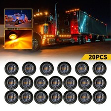 20 Amber 3/4" Marker Light LED Truck Trailer Round Side Bullet Light 12V Smoked