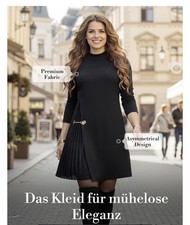 Elegantes Langarmkleid mit Plissee-Einsätzen