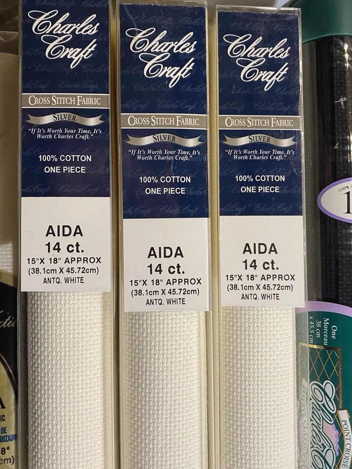 Huge Estate Lot Of 36 Cross Stitch Fabric Tubes Various Colors + Vtg Magazines - Image 3 of 4