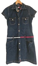 Tommy Jeans Vintage Y2K 2002 Denim Dress Juniors Large Button Up Pockets