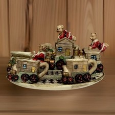 Christmas miniature train tea set, Santa Bear Vintage 90  s Family Dollar