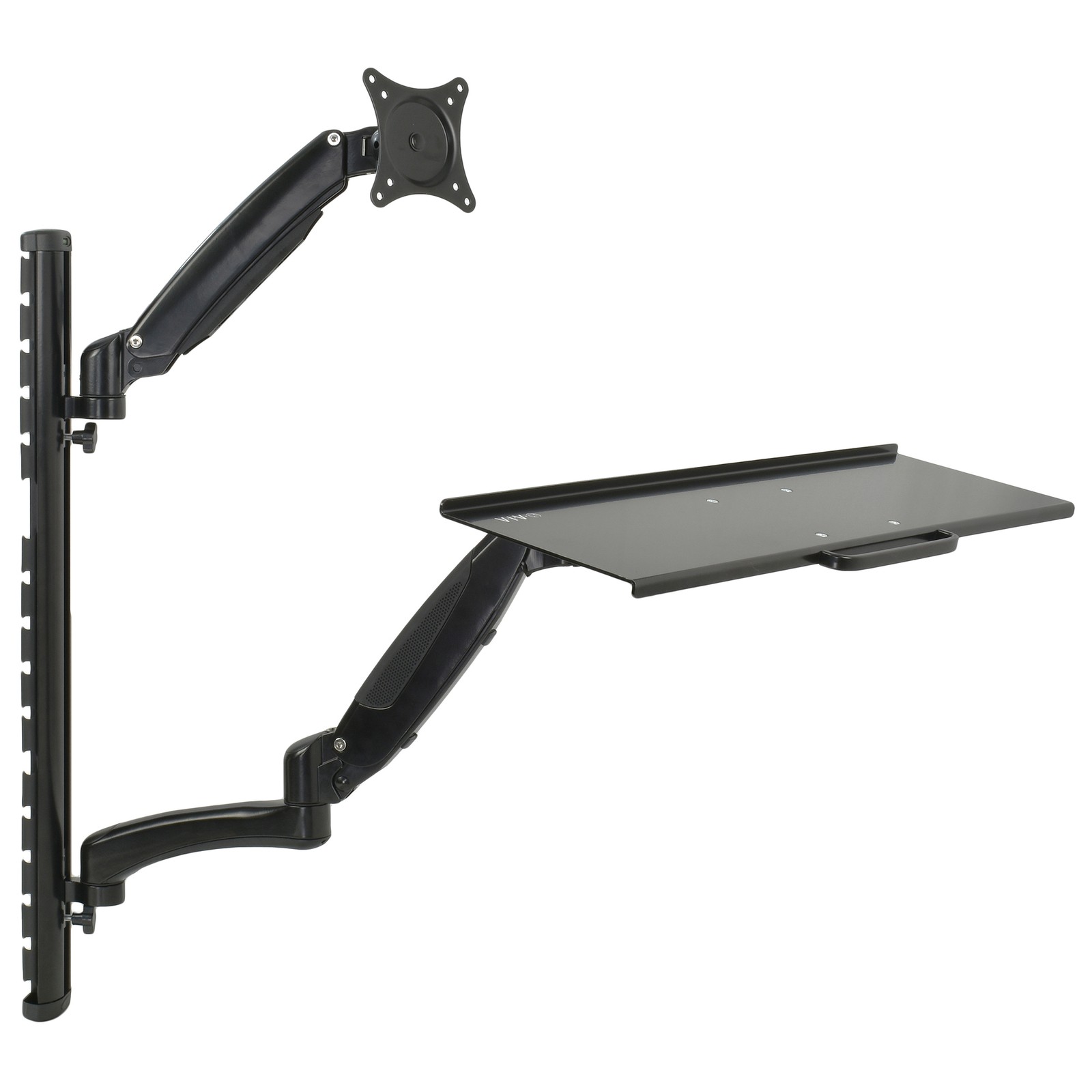 VIVO Black Sit-Stand Wall Mount Counterbalance Monitor Keybo
