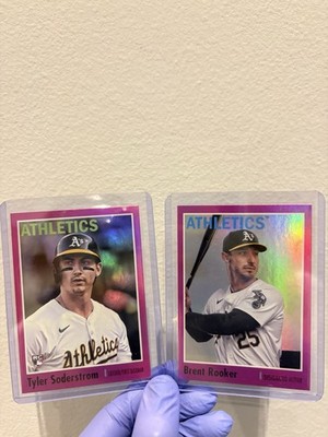 2024 Topps Archives Tyler Soderstrom & Brent Rooker Pink Refractor Oakland A s