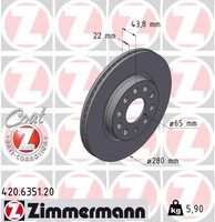 2X Zimmermann Bremsscheibe Coat Z 420.6351.20 FüR MG Hybrid