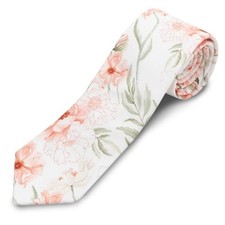 Flora Mens Ties, Cotton Skinny Ties for Men 2.75" Wildflower Men's White Floral