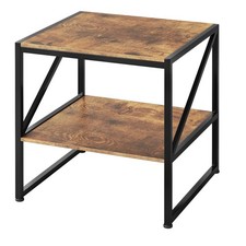 Rustic Brown 50cm Square End Table - Modern Nightstand for Bedroom & Living Room
